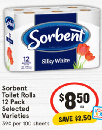 IGA Sorbent Toilet Rolls 12 Pack offer
