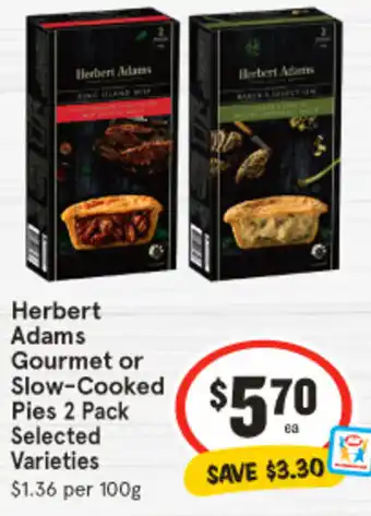 IGA Herbert Adams Gourmet or Slow-Cooked Pies 2 Pack offer