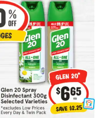 IGA Glen 20 Spray Disinfectant 300g offer