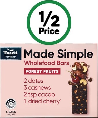 Woolworths Tasti made simple 150g pk 5 offer