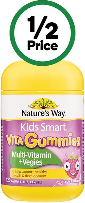 Woolworths Nature’s way kids smart vita gummies multivitamin pk 120~ offer