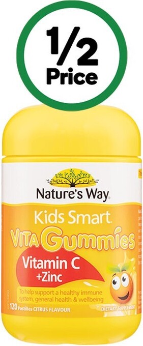 Woolworths Nature’s way kids smart vita gummies vitamin c + zinc pk 120~ offer
