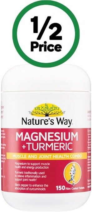 Woolworths Nature’s way magnesium + turmeric tablets pk 150~ offer