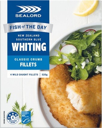 Woolworths Sealord dory or southern blue whiting fish 300-320g offer