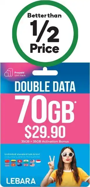 Woolworths Lebara $29.90 starter kitδ offer