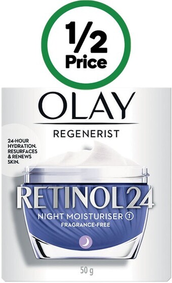Woolworths Olay regenerist retinol 24 night moisturiser face cream 50g offer