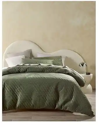 Vue ashley cord quilt cover set in dusky green