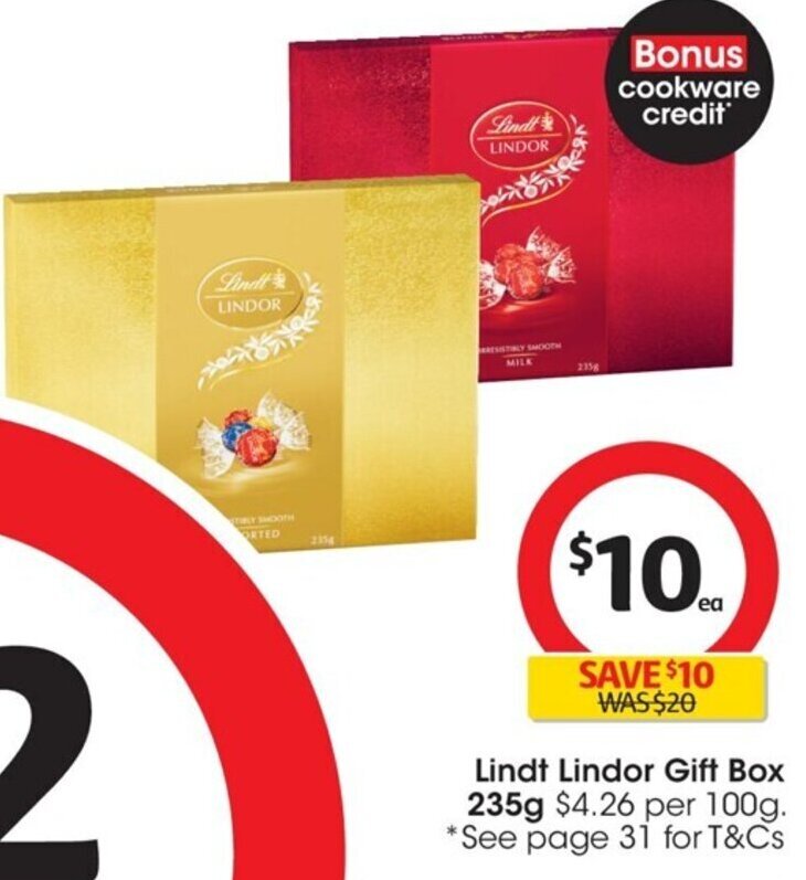 Lindt Lindor Gift Box 235g offer at Coles
