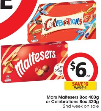 Coles Mars Maltesers Box 400g or Celebrations Box 320g offer