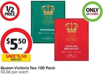 Coles Queen Victoria Tea 100 Pack offer