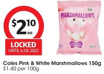 Coles Coles Pink & White Marshmallows 150g offer