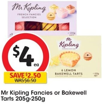 Coles Mr Kipling Fancies or Bakewell Tarts 205g-250g offer