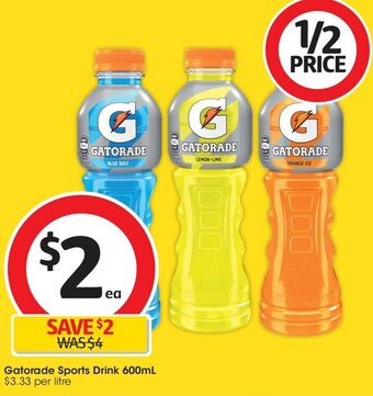 Coles Gatorade Sports Drink 600mL offer