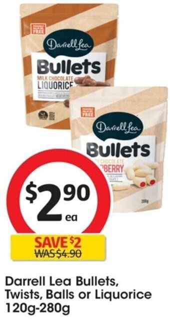 Coles Darrell Lea Bullets, Twists, Balls or Liquorice 120g-280g offer