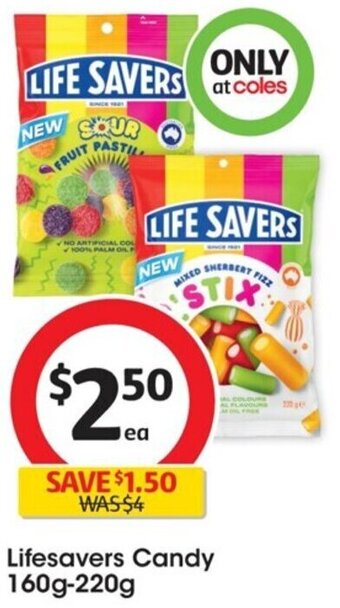 Coles Lifesavers Candy 160g-220g offer