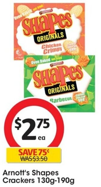 Arnott's Shapes Crackers 130g-190g