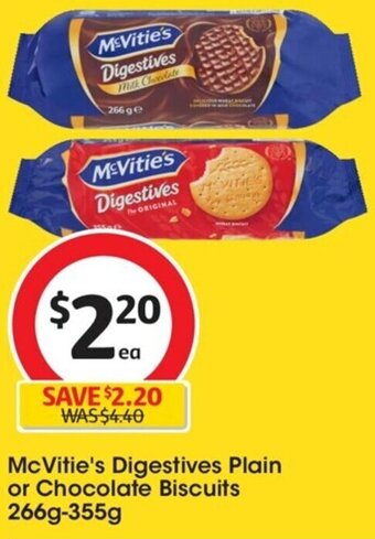 McVitie's Digestives Plain or Chocolate Biscuits 266g-355g