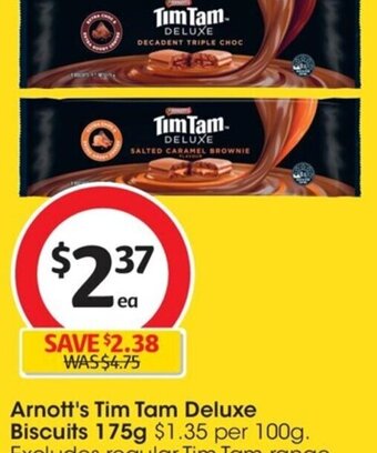 Coles Arnott's Tim Tam Deluxe Biscuits 175g offer