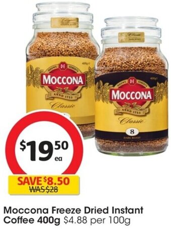 Coles Moccona Freeze Dried Instant Coffee 400g offer