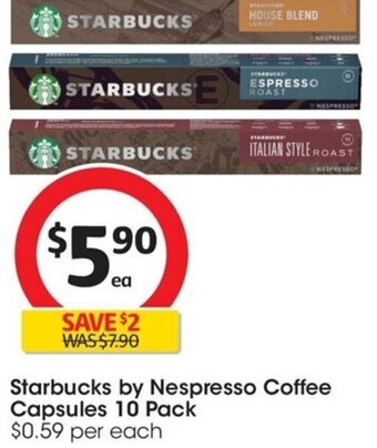Coles Starbucks by Nespresso Coffee Capsules 10 Pack offer