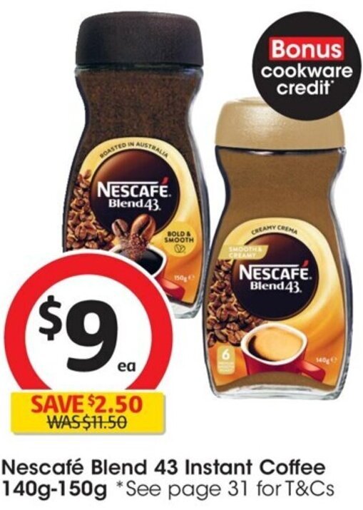 Nescafé Blend 43 Instant Coffee 140g150g offer at Coles