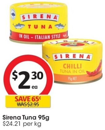 Coles Sirena Tuna 95g offer