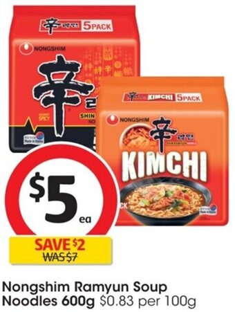 Coles Nongshim Ramyun Soup Noodles 600g offer