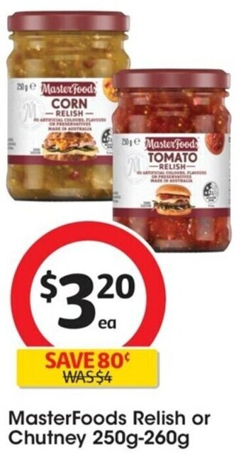 Coles MasterFoods Relish or Chutney 250g-260g offer