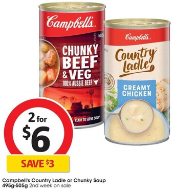 Coles Campbell's Country Ladle or Chunky Soup 495g-505g offer