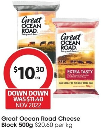 Coles Great Ocean Road Cheese Block 500g offer