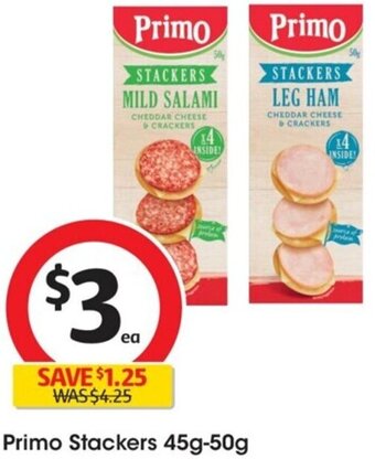 Coles Primo Stackers 45g-50g offer