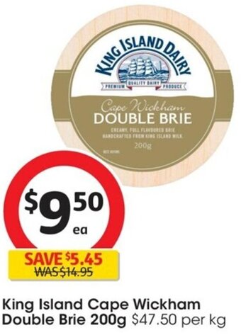 Coles King Island Cape Wickham Double Brie 200g offer