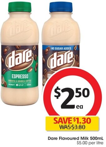Coles Dare Flavoured Milk 500mL offer