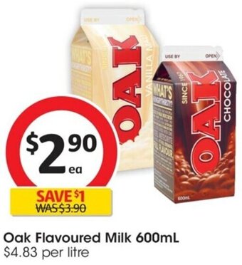 Coles Oak Flavoured Milk 600mL offer