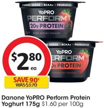 Coles Danone YoPRO Perform Protein Yoghurt 175g offer