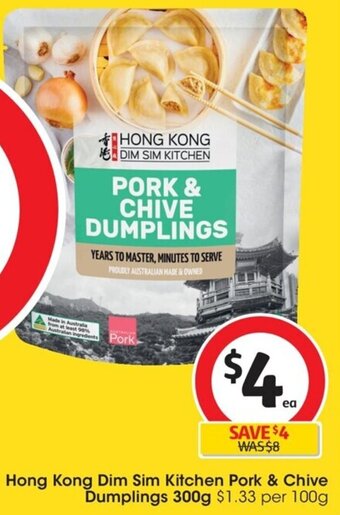 Coles Hong Kong Dim Sim Kitchen Pork & Chive Dumplings 300g offer