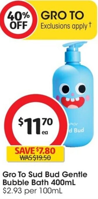 Coles Gro To Sud Bud Gentle Bubble Bath 400mL offer