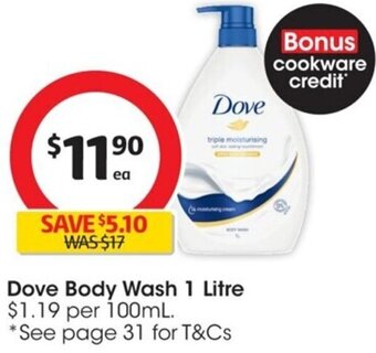 Coles Dove Body Wash 1 Litre offer