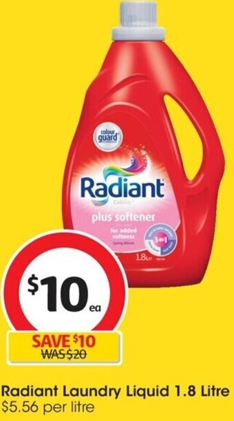 Coles Radiant Laundry Liquid 1.8 Litre offer