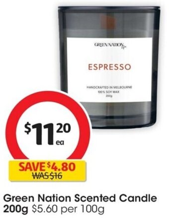 Coles Green Nation Scented Candle 200g offer