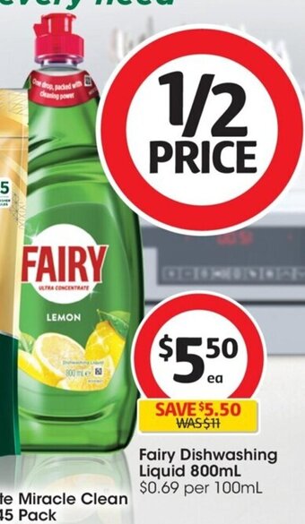 Coles Fairy Dishwashing Liquid 800mL offer