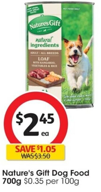 Coles Nature's Gift Dog Food 700g offer