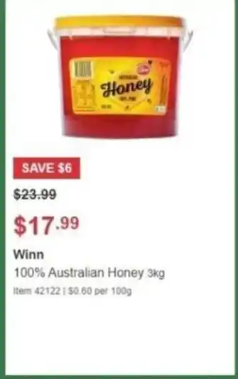 Costco Winn 100% Australian Honey 3kg offer