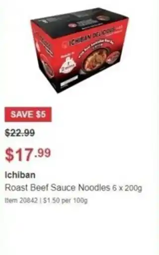 Costco Ichiban Roast Beef Sauce Noodles 6 x 200g offer