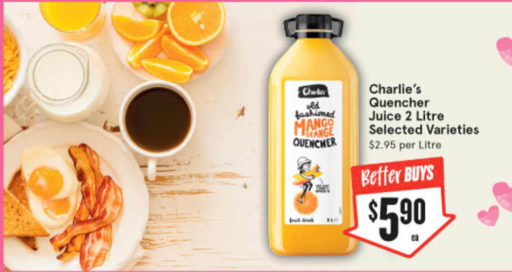 Charlie's Quencher Juice 2 Litre offer at IGA