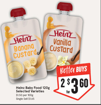 IGA Heinz Baby Food 120g Selected Varieties offer