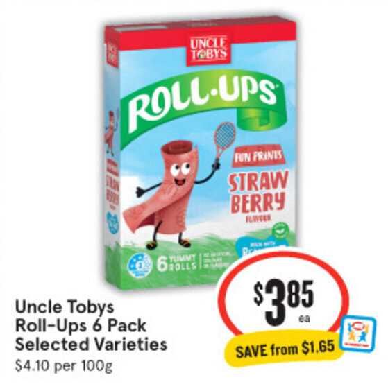 Uncle Tobys RollUps 6 Pack Selected Varieties offer at IGA