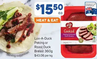 Foodland Luv-A-Duck Peking or Roast Duck Breast 360g offer