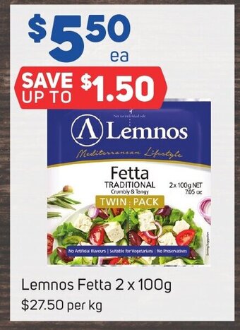 Foodland Lemnos Fetta 2 x 100g offer