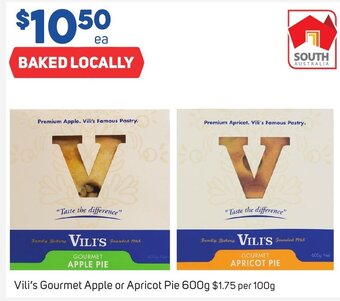 Foodland Vili's Gourmet Apple or Apricot Pie 600g offer
